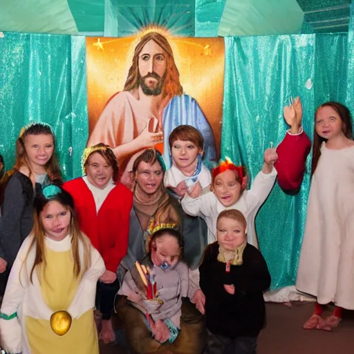 Prompt: jesus birthday party photos