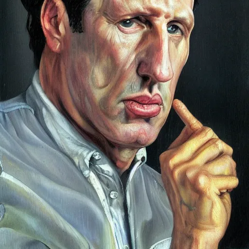 Image similar to high quality high detail painting by lucian freud, hd, trent reznor portrait