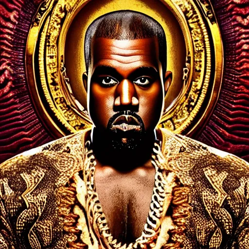 Image similar to kanye west as god, Cinematic, Portrait, Ultra-HD, Beautiful Lighting, insanely detailed and intricate, hypermaximalist, elegant, ornate, hyper realistic, super detailed