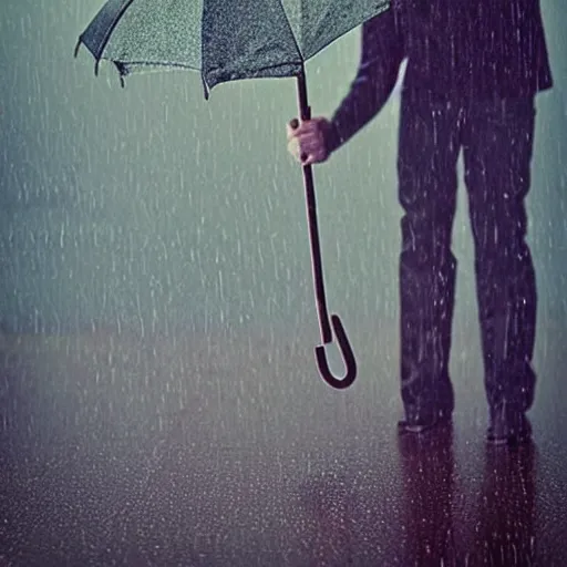 Image similar to a wooden!!!!! umbrella leaning against your knee!!!!!!!!, raining, photo