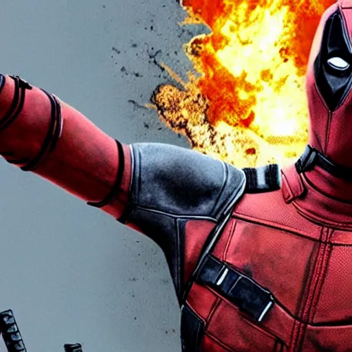 Image similar to deadpool in the walking dead 4 k detailed super realistic
