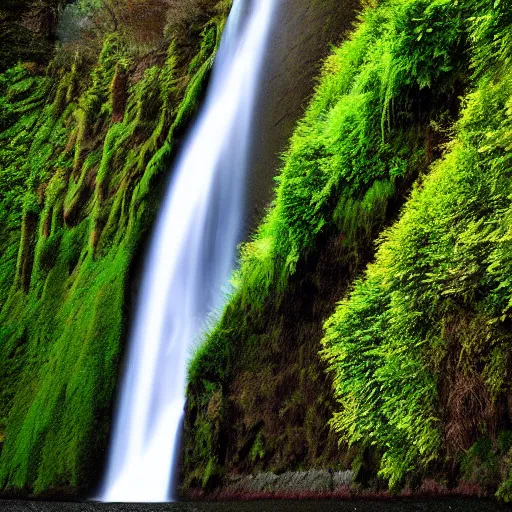 Image similar to a photo of Multnoma Falls Oregon, realistic, 4k,