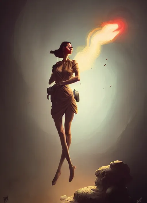Prompt: woman exploding to smoke, backround dark, highly detailed, digital illustration, trending in artstation, modern painting, smooth, sharp focus, intricate, by peter mohrbacher