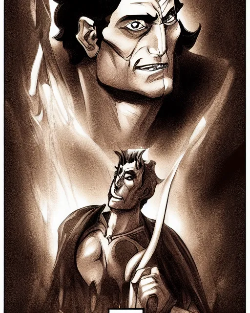 Image similar to cel - shaded portrait character art of hades, art, key art, movie poster