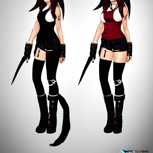 Image similar to full body concept of tifa lockhart, trending on artstation