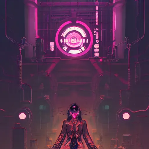 Image similar to a dark shrine of beautiful cyberpunk blindfolded supernatural deitys in a futuristic power plant, sci - fi concept art by bakaarts and darius puia and bartsy and sachin teng and pascal blanche and alphonse mucha and nekro and josan gonzalez, digital art, trending on artstation, 4 k, 8 k