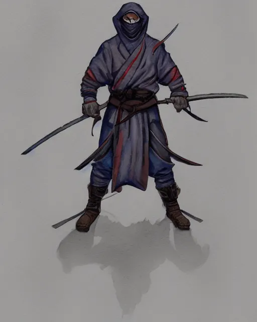 Image similar to a oil / watercolor painting full body character portrait of a cleric / ninja in the style of moebius in the style of leonard boyarsky trending on artstation deviantart pinterest furaffinity detailed photorealistic highlights and shadow hd 8 k post - processing high resolution