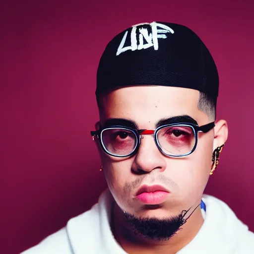 Image similar to studio portrait of Latin rapper Bad Bunny