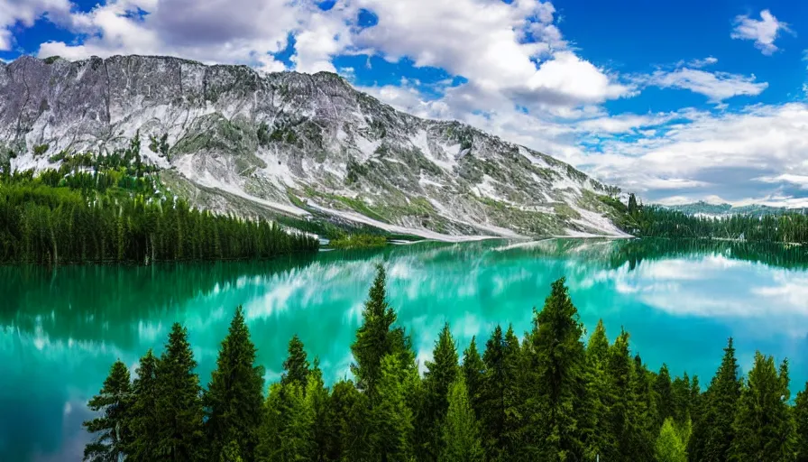 Prompt: photograph of Green Lake in Tal Austria, Nature photograph
