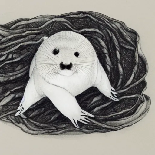 harp seal pup drawing