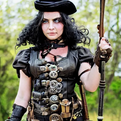 Image similar to photo of a female steampunk warrior