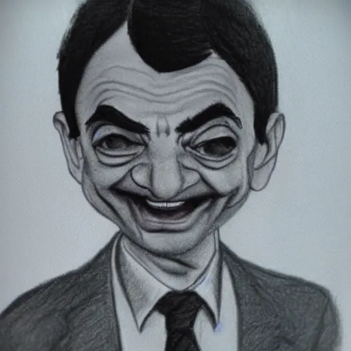 Prompt: mr bean drawn by a five year old, pencil