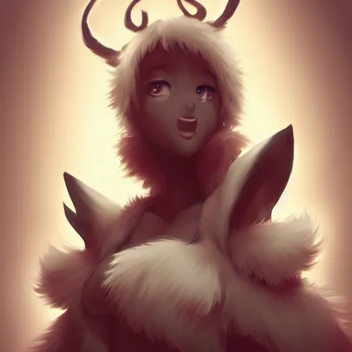 Image similar to cute furry girl with four arms, big fluffy ears, white fur and dark skin, dramatic lighting, cinematic, artstation, anime style