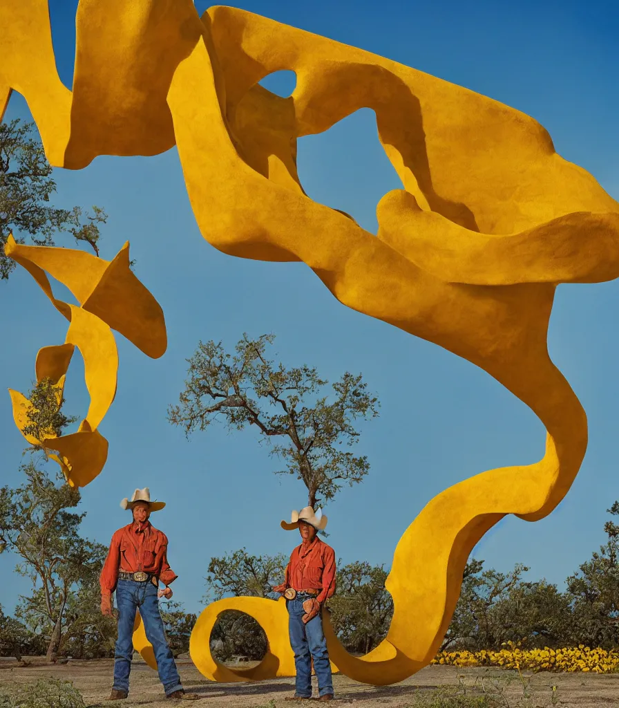 Prompt: a cowboy turning into blooms by slim aarons, by zhang kechun, by lynda benglis. tropical sea slugs, brutalist monumental angular sharp tractor tires. complementary colors. warm soft volumetric dramatic light. national geographic. 8 k, rendered in octane, smooth gradients. sculpture by antonio canova. yellow accents.