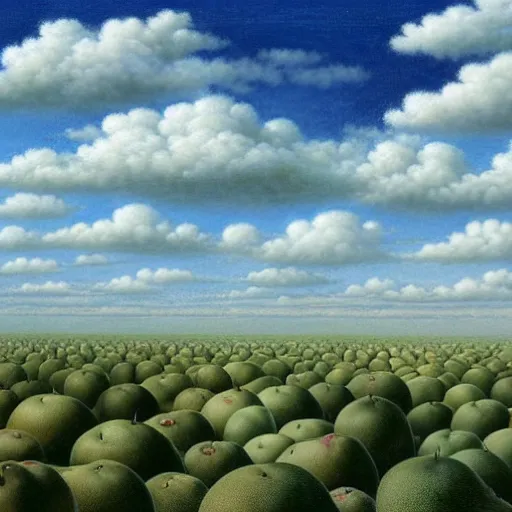 Prompt: fruit, heaven, in heaven, heavenly cloud, peter elson, 8 k, extremely detailed, puffy clouds