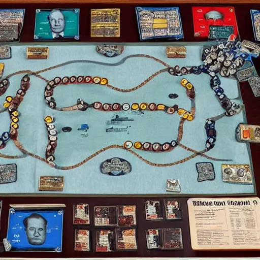 Prompt: winston churchill on the operation board game