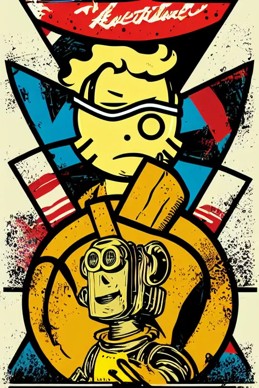 Image similar to fallout 7 6 retro futurist illustration art by butcher billy, sticker, colorful, illustration, highly detailed, simple, smooth and clean vector curves, no jagged lines, vector art, smooth andy warhol style