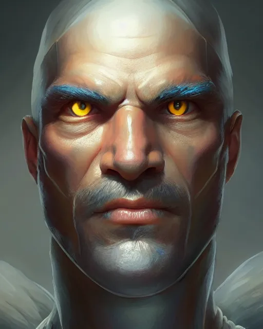 Prompt: meta man portrait, highly detailed, d & d, fantasy, highly detailed, digital painting, trending on artstation, concept art, sharp focus, illustration, global illumination, ray tracing, realistic shaded, art by artgerm and greg rutkowski and fuji choko and viktoria gavrilenko and hoang lap