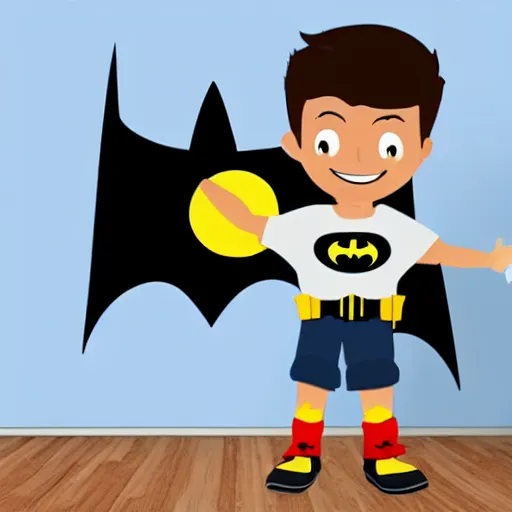 Image similar to batman as a very young boy smiling on the cartoon wild - kratts, sticker - art, svg vector, adobe - illustrator