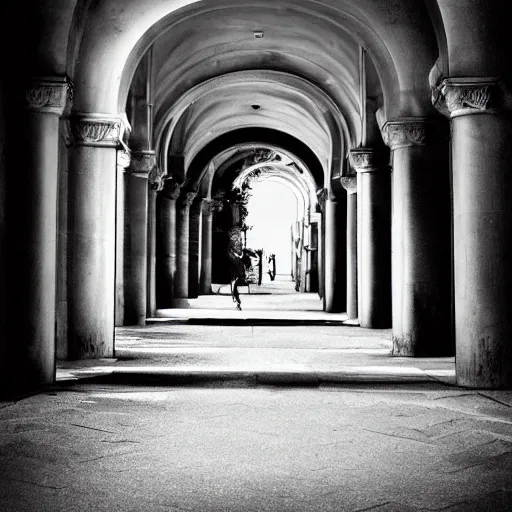 Prompt: archway, award winning black and white photography