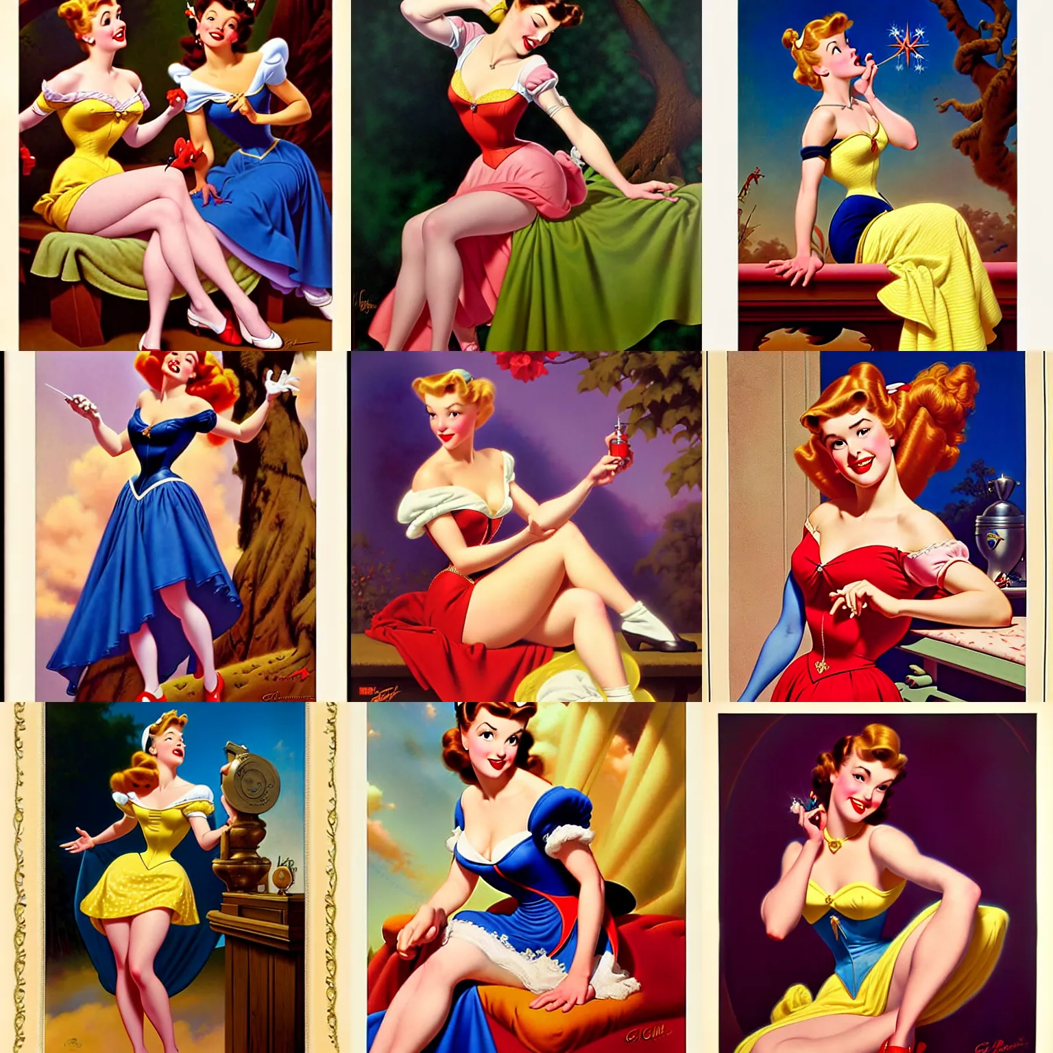 Prompt: disney princess by gil elvgren and olivia de berardinis and fritz willis