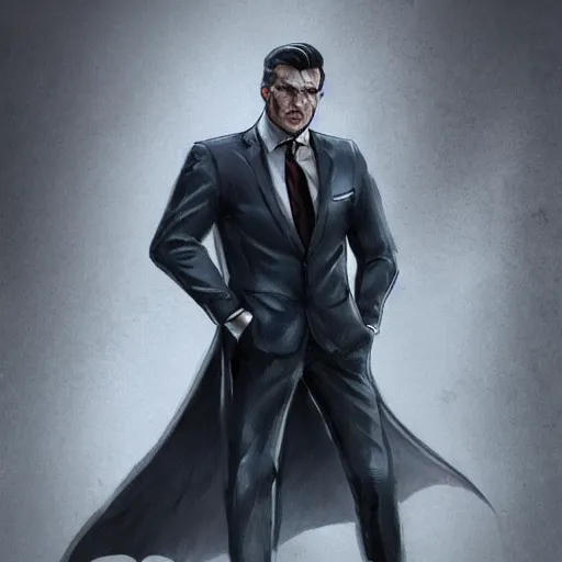 Prompt: crossover between bruce wayne and walter kovacs, fanart, my rendition, trending on artstation, deviantart, realistic, bokeh