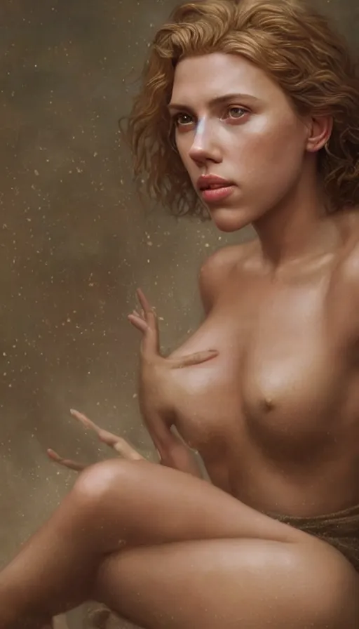 Prompt: epic masterpiece portrait of scarlett johansson, sweaty skin, hyperrealistic, octane render, cinematic, beautiful face and flawless skin, perfect hands, 5 fingers, bronze by Edgar Maxence and Ross Tran and Michael Whelan