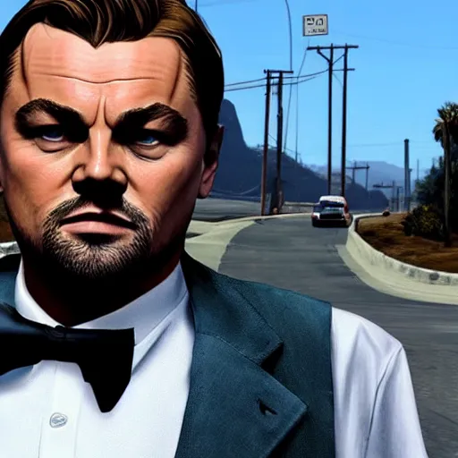 Prompt: leonardo dicaprio as a gta v character