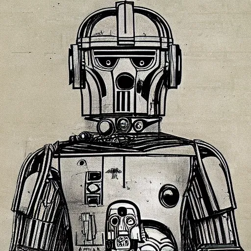 Prompt: drawing of c - 3 p 0 by leonardo da vinci