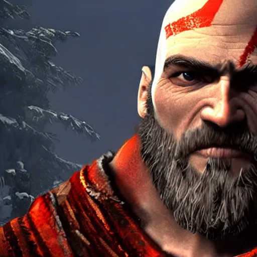 Image similar to quentin tarantino in the video game god of war