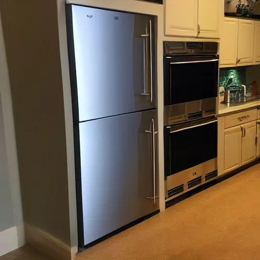 Image similar to we have to install microwave ovens. custom kitchen deliveries. we have to move these refrigerators and color tvs.