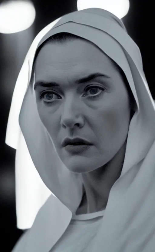 Prompt: kate winslet as a nun in her childhood days, intricate, cinematic lighting, highly detailed, canon 3 5 mm photography, horizontal symmetry, smooth, sharp focus