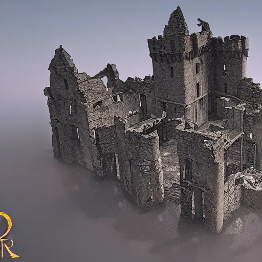 Prompt: Old ruins of a castle, Fantasy apocalypse environment, digital art, unreal engine 5, 4k