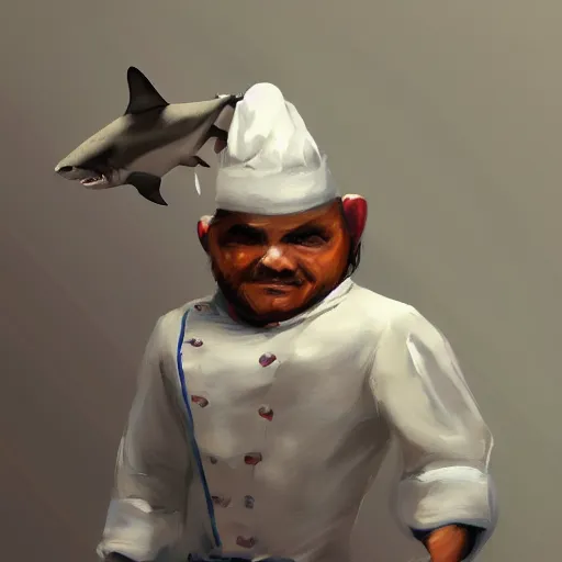 Prompt: Shark in Chef outfit, trending on artstation painting