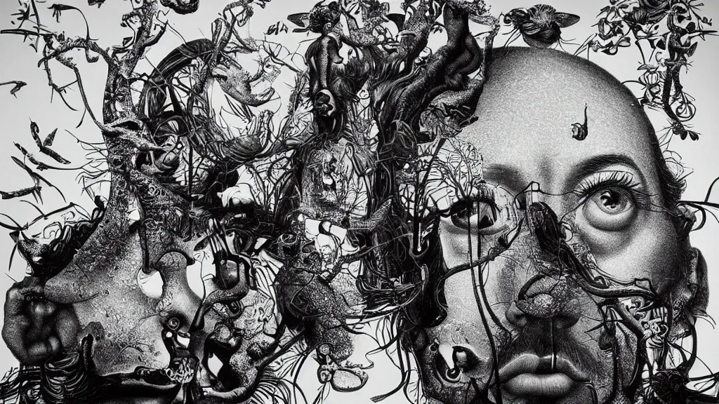 Image similar to the newest masterpiece of salvador dali inspired by dan hillier, it is called ; world of redemption