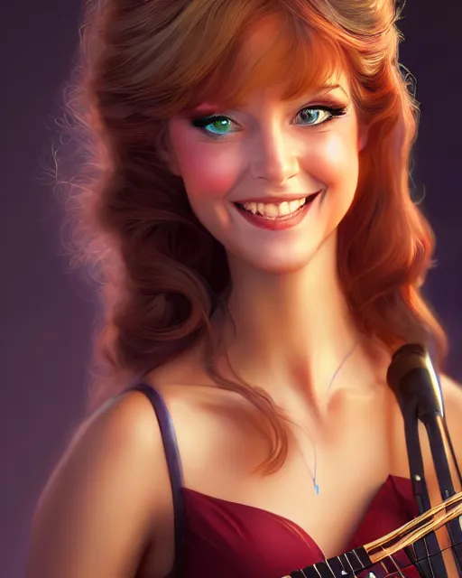 Image similar to charming young woman musician character portrait, by don bluth, sci - fi environment, highly detailed, dynamic shadows, 4 k, wallpaper - 1 0 2 4