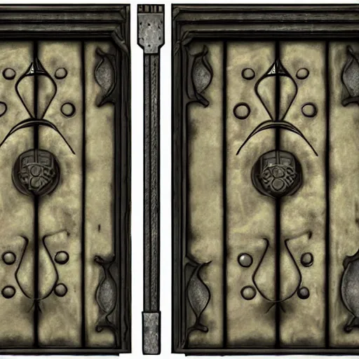 Prompt: iron arc gate door texture, cartoon art style, matte painting, 2 d texture