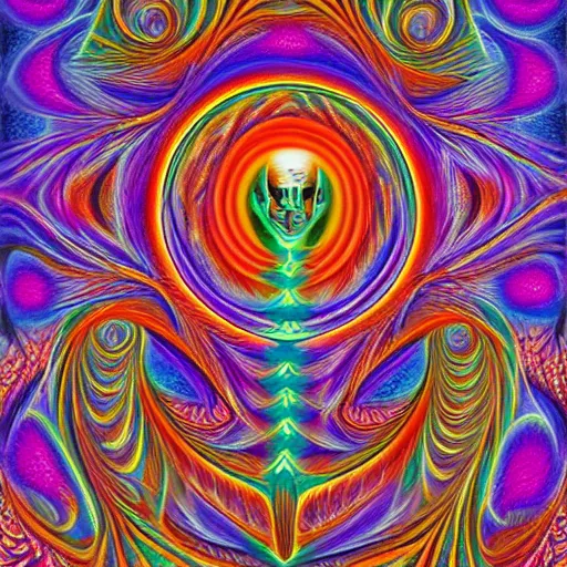 waluigi becomes a fractal, painted by alex grey. | Stable Diffusion