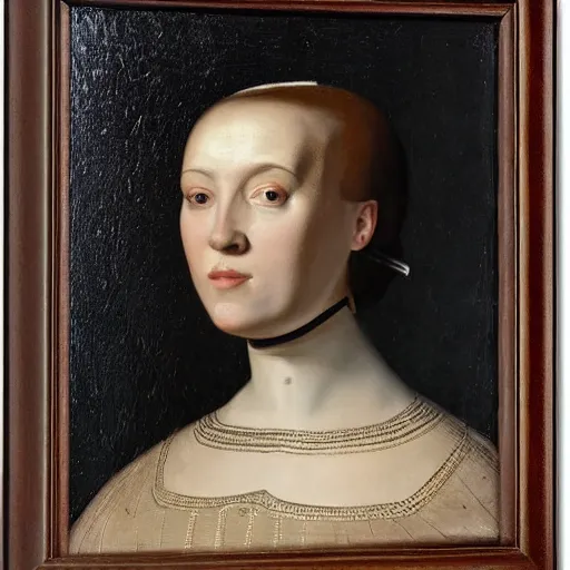 Image similar to a portrait of a female android by fra bartolommeo