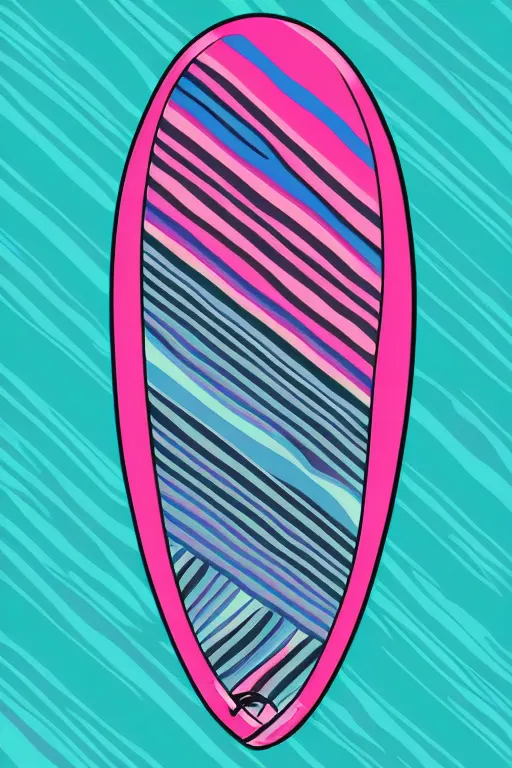 Image similar to minimalist boho style art of a colorful surfboard, illustration, vector art