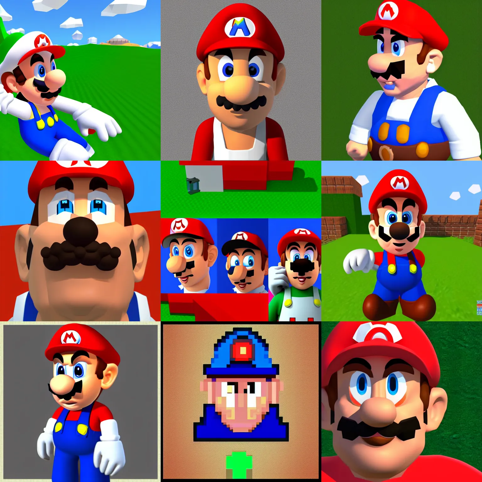 Prompt: portrait of jerma985 in the style of super mario 64, low poly
