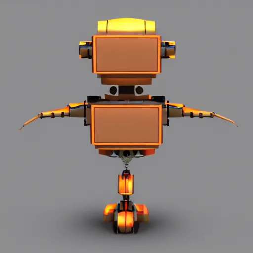 Prompt: low poly render of a cute robot