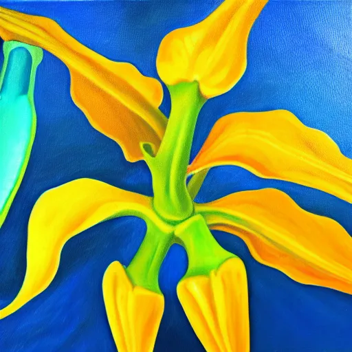 Image similar to oil panting of a brugmansia suaveolens flower