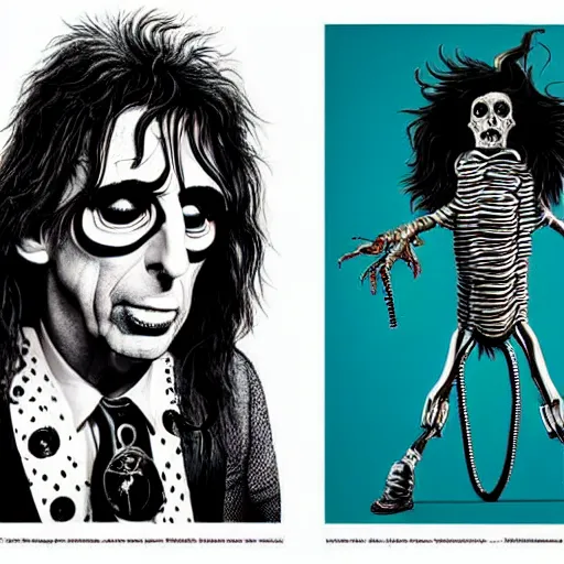 Image similar to graphic illustration, creative design, alice cooper as an astronaut, biopunk, francis bacon, highly detailed, hunter s thompson, concept art