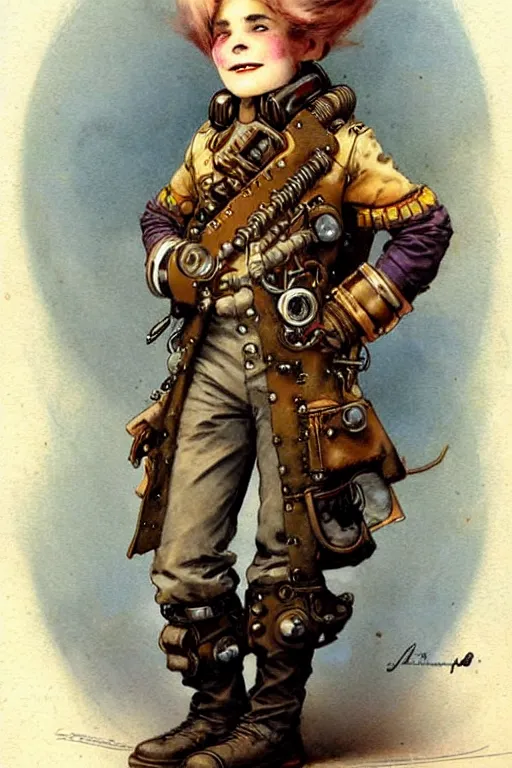 Image similar to ( ( ( ( ( 2 5 0 s retro future 1 0 year boy old super scientest in steampunk space pirate mechanics costume full portrait. muted colors. ) ) ) ) ) by jean - baptiste monge!!!!!!!!!!!!!!!!!!!!!!!!!!!!!!