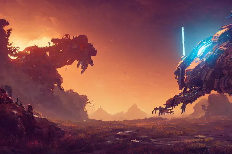 Image similar to burrower machine mecanical creature robot of horizon forbidden west horizon zero dawn bioluminiscence global illumination ray tracing hdr fanart arstation by ian pesty and alena aenami artworks in 4 k