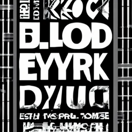 Image similar to black on white graphic poster in style of eric hu, acid, y 2 k