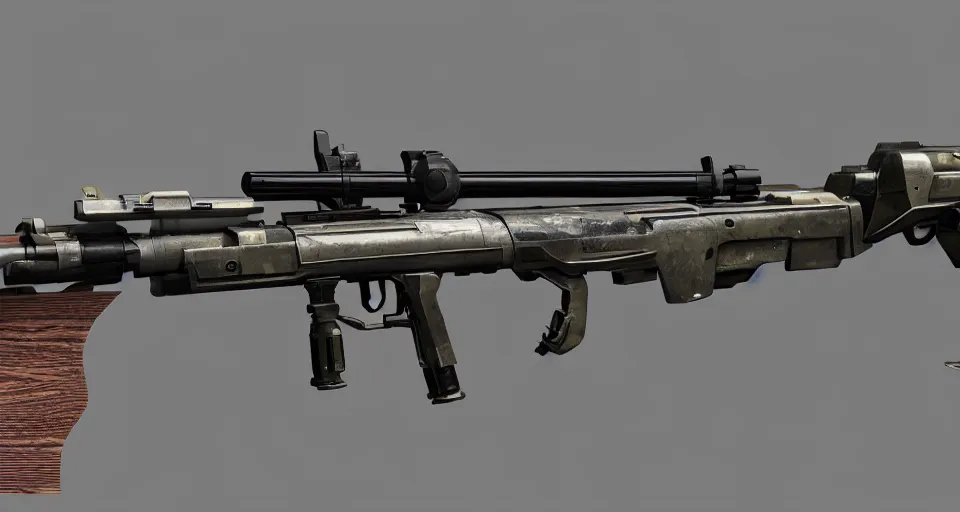 Image similar to extremely detailed ultra realistic photographic side view retro vintage sci fi hyper minimalist bullpup laser sniper rifle, detailed trigger, chemically propelled, laser, steel wood accents, intricate detail, elegant sleek smooth body, railgun, chemrail, gauss, smooth utopian design, ultra high quality, octane, cod, elysium, warframe, terminator