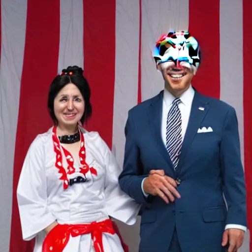 Prompt: joe biden cosplaying reimu hakurei