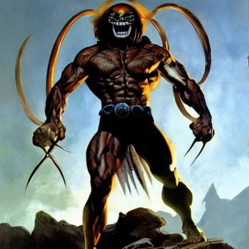 Prompt: ultra realistic portrait painting of skeletor as wolverine, art by frank frazetta, 4 k, ultra realistic, highly detailed, epic lighting